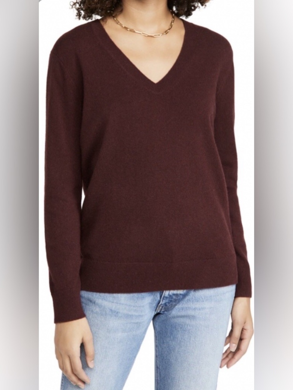 Vince Weekend 100% Cashmere Plum Red V-Neck Long Sleeve Knit Sweater Size XS